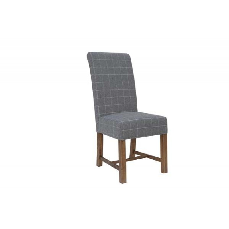 DC CH Woolen Upholstered Chair Check Natural/Oak